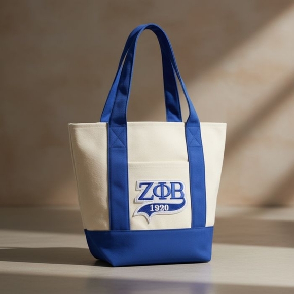 Handbags - Zeta Phi Beta ZPB *MINI* Canvas Tote Bag 1920 Embroidered Merch